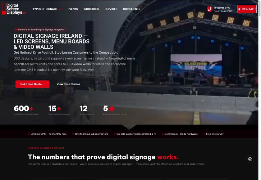 Digital Screen Displays — Website homepage