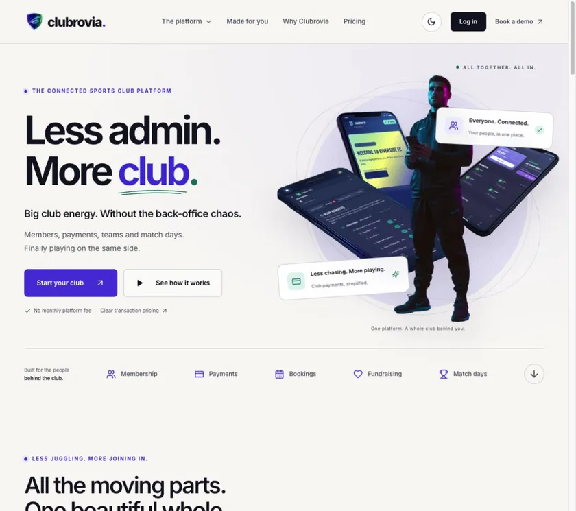Clubrovia — Website homepage