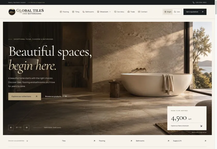 Global Tiles & Bathrooms — Website homepage