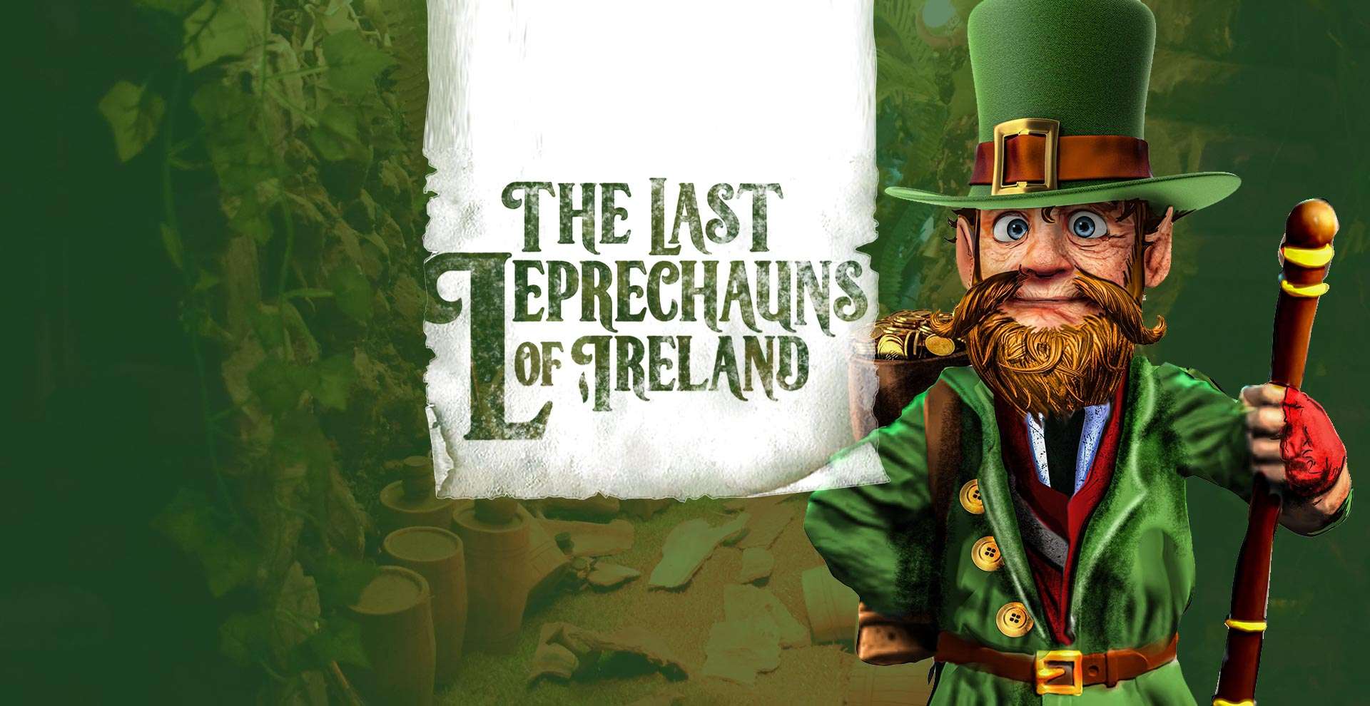 The Last Leprechauns of Ireland lettering with a green-clad leprechaun