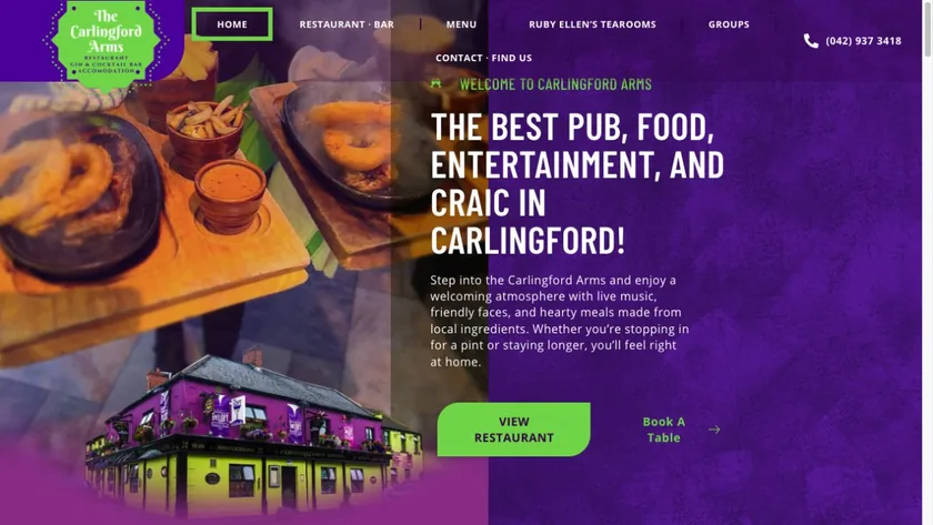 Carlingford Arms restaurant and bar website