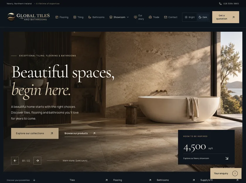 Global Tiles and Bathrooms website catalogue