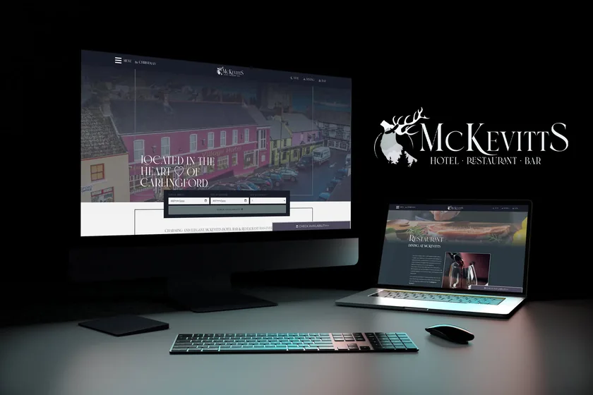 McKevitt’s WordPress hotel website displayed on desktop and laptop