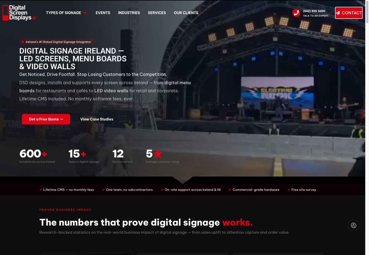 Digital Screen Displays — Website homepage