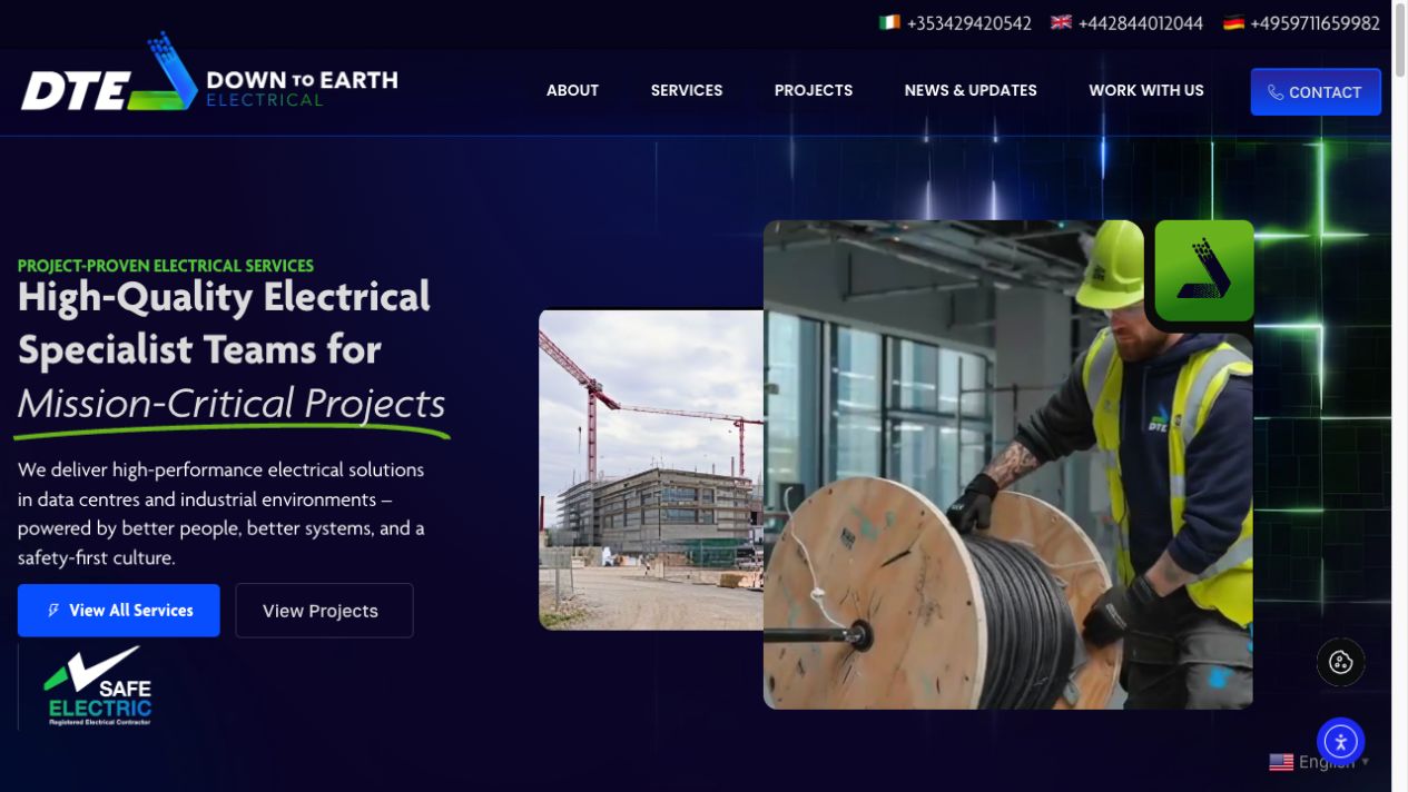 Down to Earth Electrical — Website homepage
