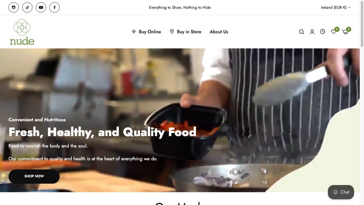 Nude Foods — Website homepage
