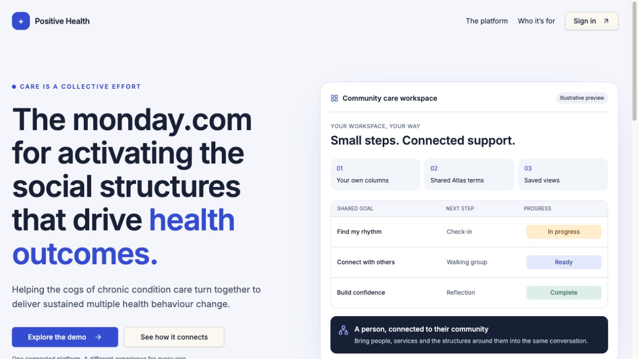 Positive Care — Website homepage